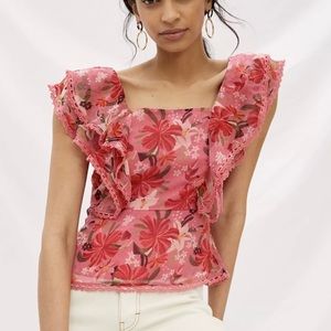 Anthropologie Farm Rio Printed Ruffle Tank